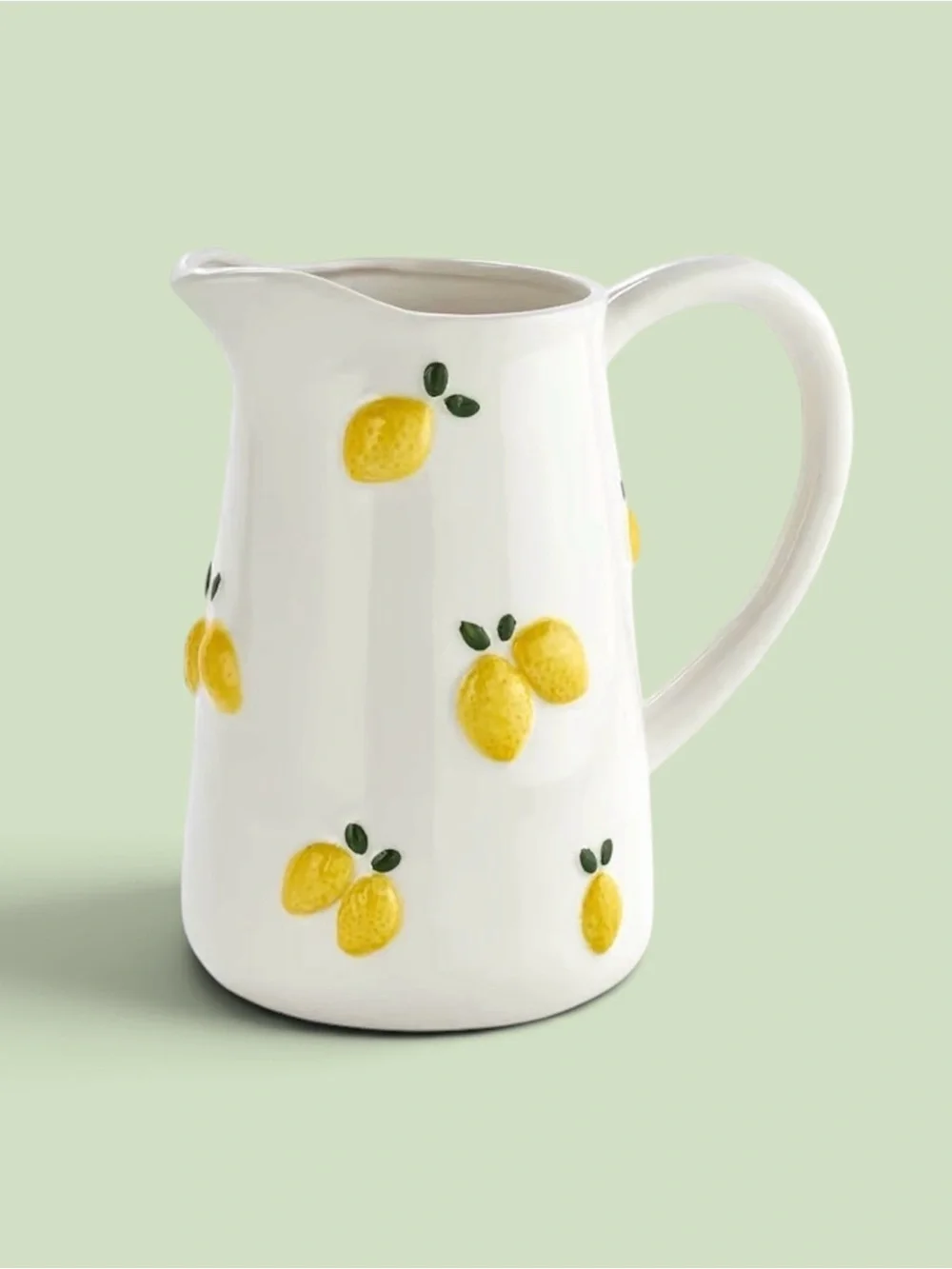 New Lemon Embossed Decorative Ceramic Pitcher
